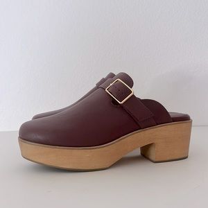 Charlotte Stone Oxblood Wooden Clogs